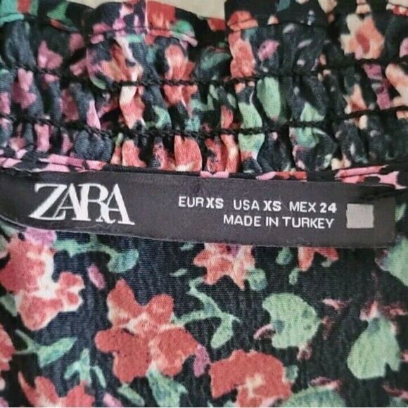 Zara Multicolored Floral Wide Leg Balloon Sleeve Jumpsuit Women's Size XS - Picture 3 of 9